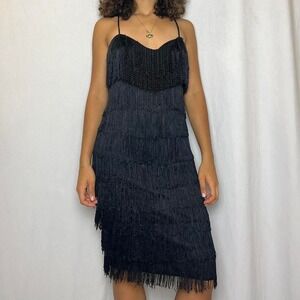 Vintage Caché beaded flapper mini dress